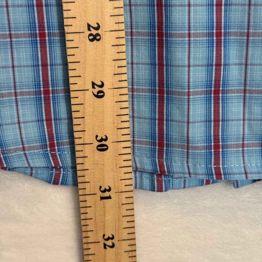 Wrangler Blue Plaid Button Down Shirt Large - Picture 8 of 8
